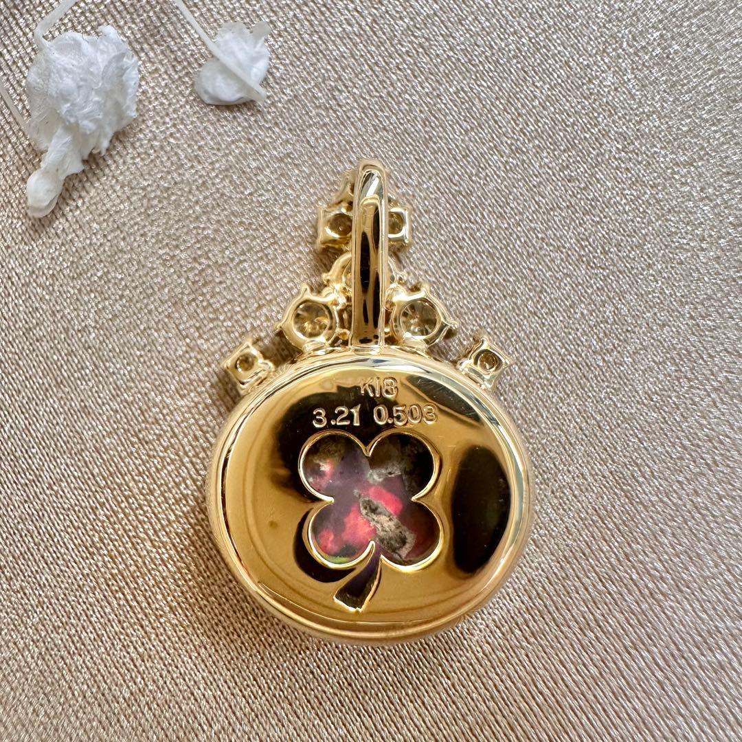 【K18】ブラックオパール 3.21ct 遊色 ペンダント