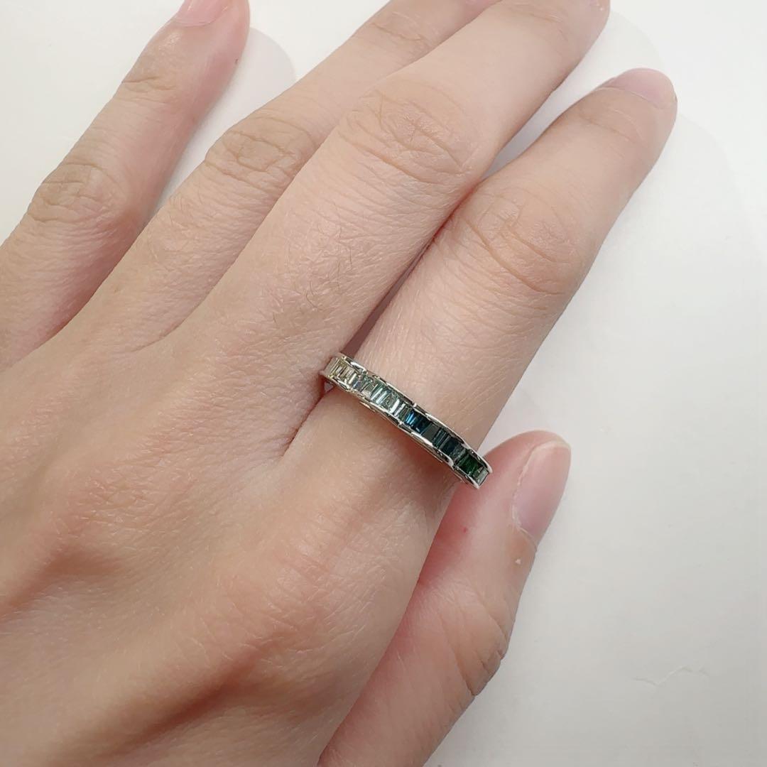 【K18】カラーダイヤモンド 0.3ct グラデーション バケットカットリング