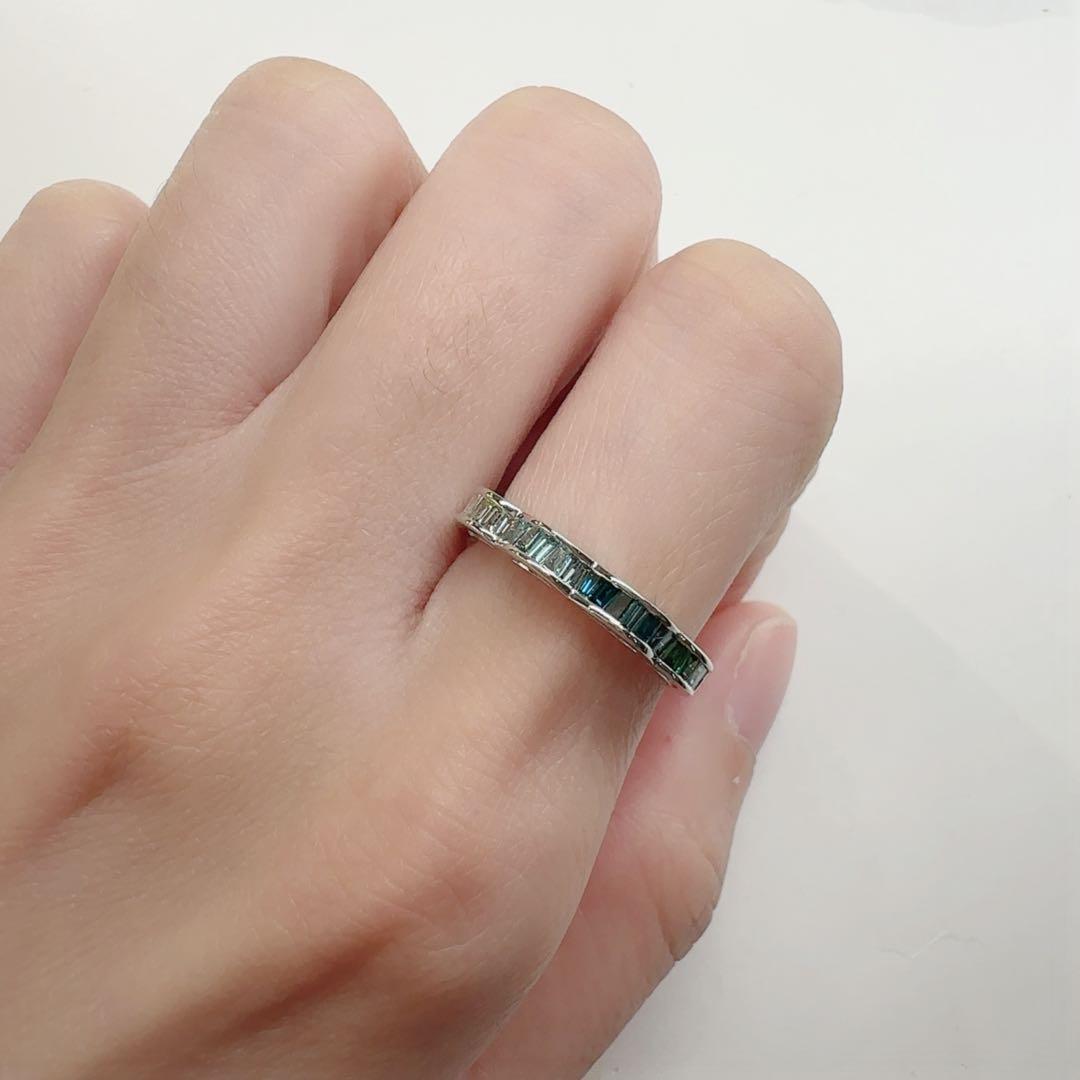 【K18】カラーダイヤモンド 0.3ct グラデーション バケットカットリング