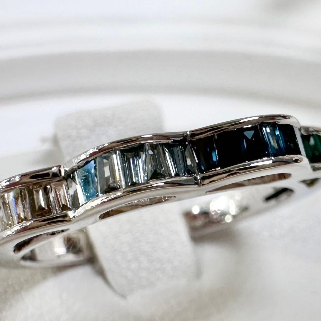 【K18】カラーダイヤモンド 0.3ct グラデーション バケットカットリング