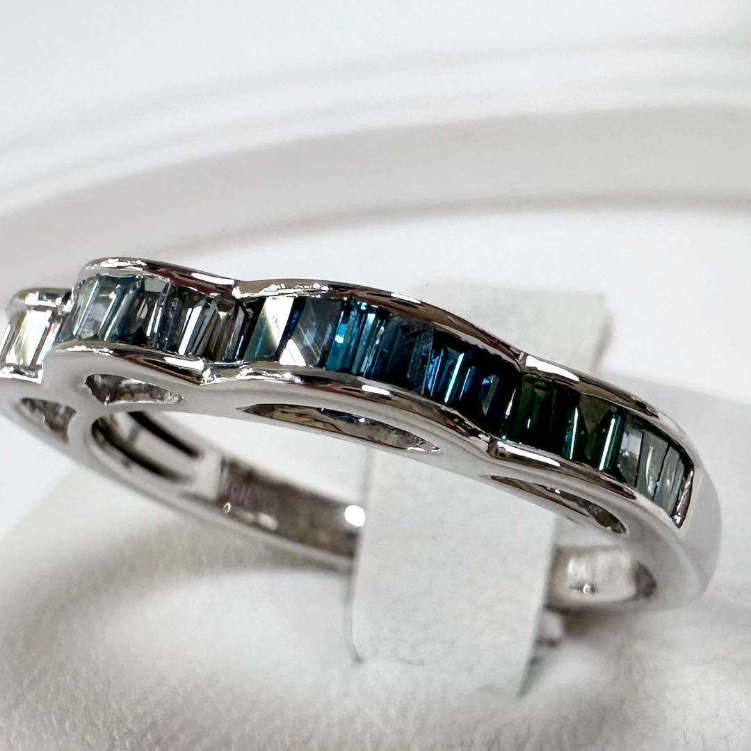 【K18】カラーダイヤモンド 0.3ct グラデーション バケットカットリング