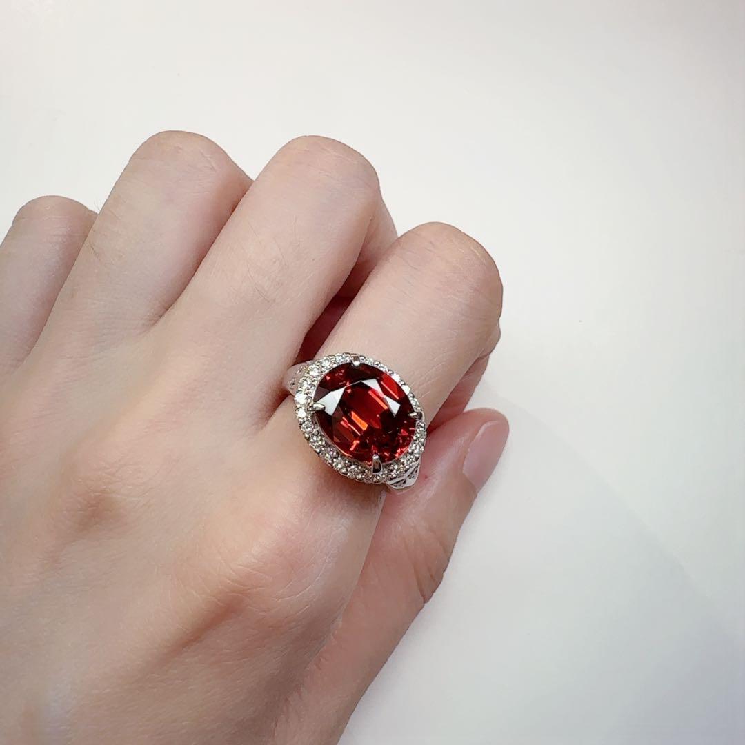 【美品】PT900 スペサルタイトガーネット 7.02ct リング