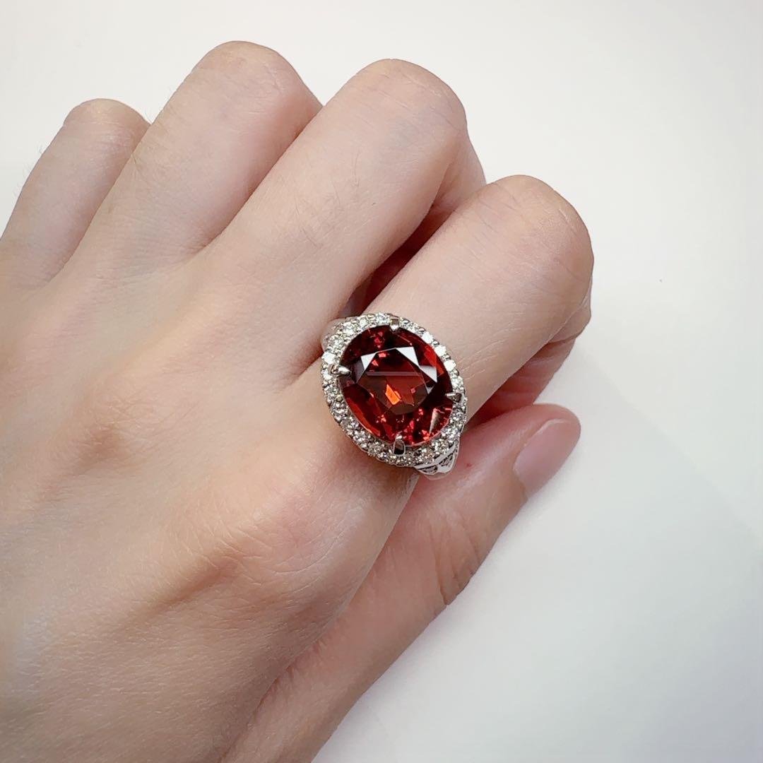【美品】PT900 スペサルタイトガーネット 7.02ct リング