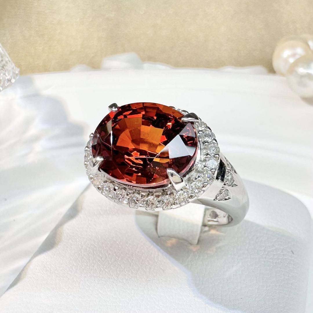 【美品】PT900 スペサルタイトガーネット 7.02ct リング