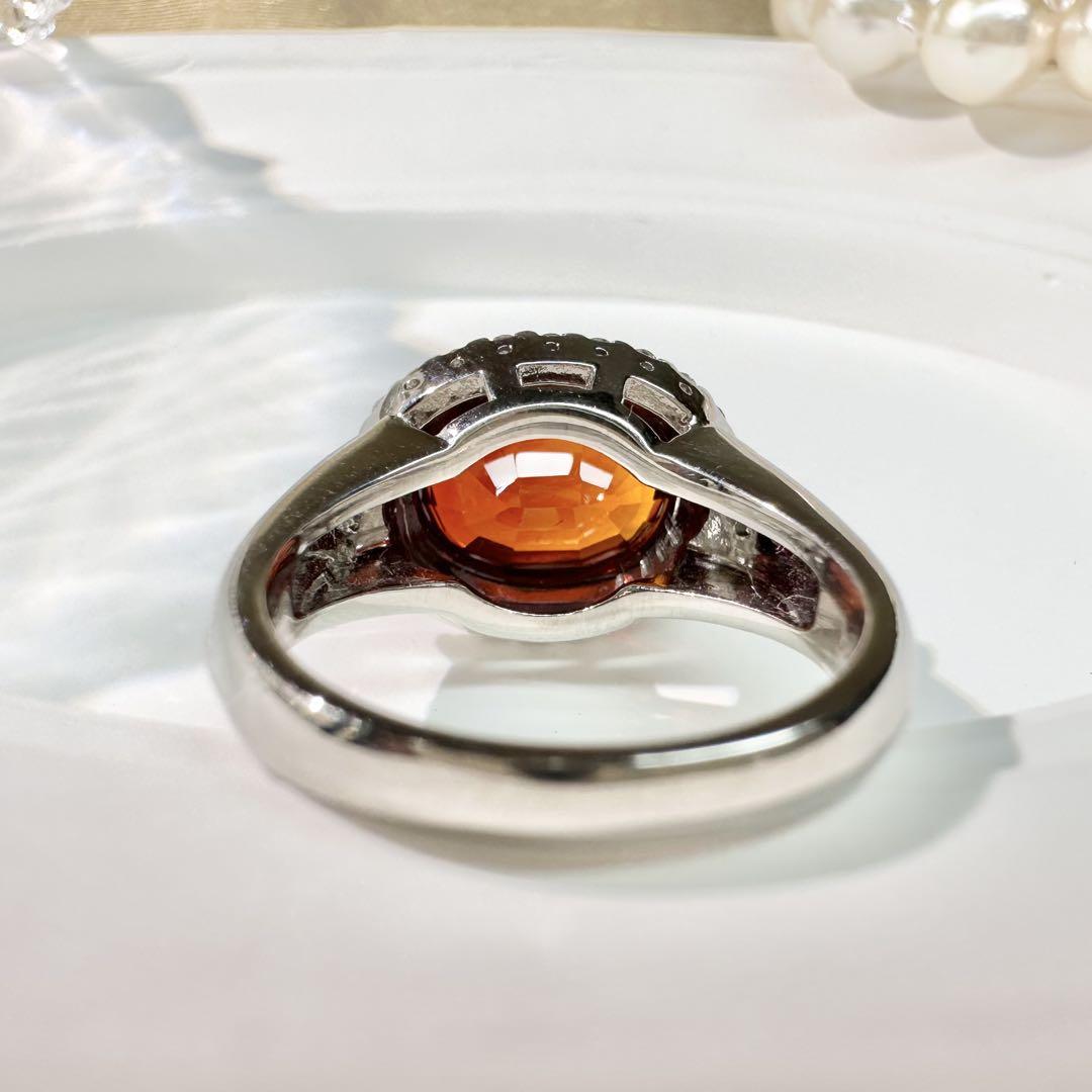 【美品】PT900 スペサルタイトガーネット 7.02ct リング