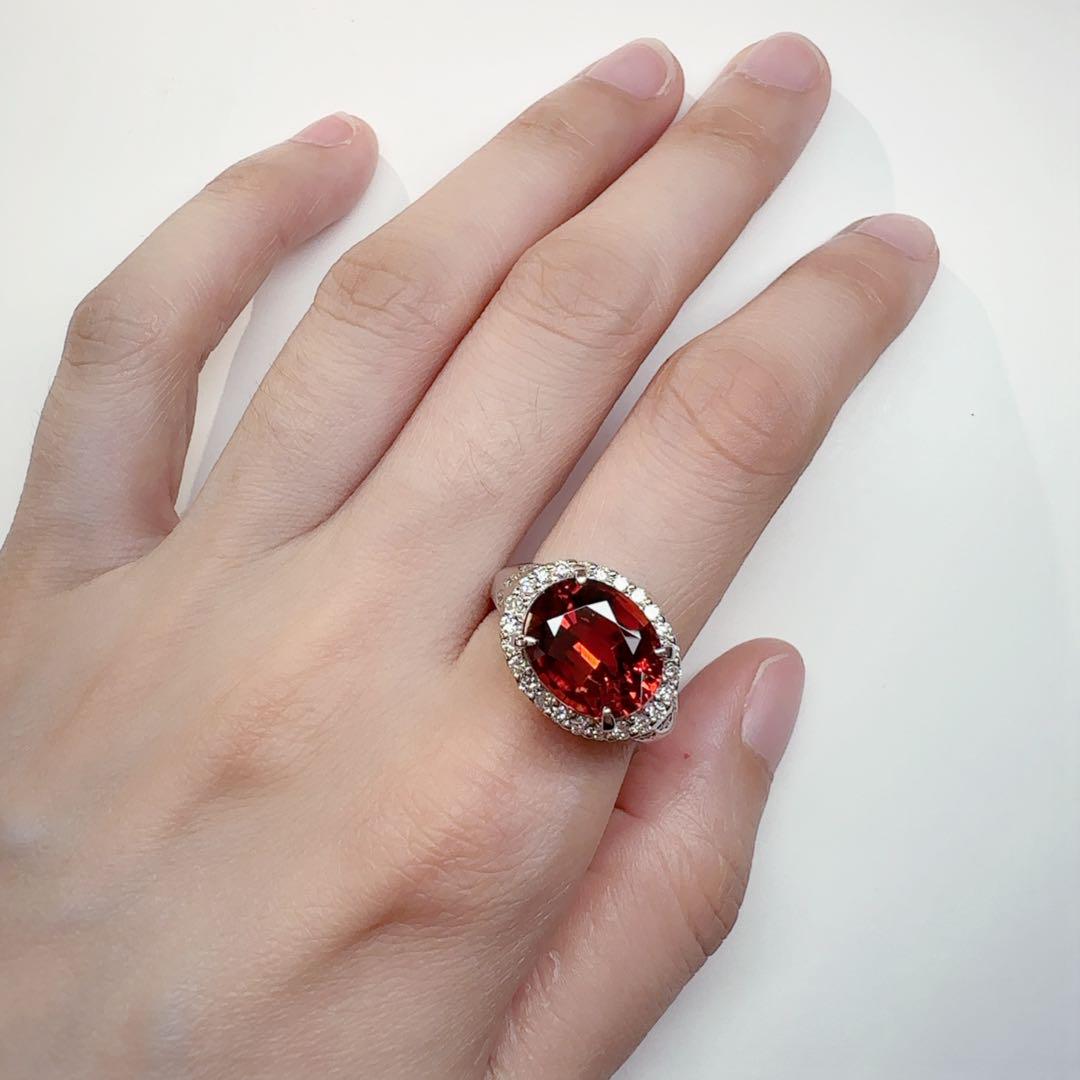 【美品】PT900 スペサルタイトガーネット 7.02ct リング