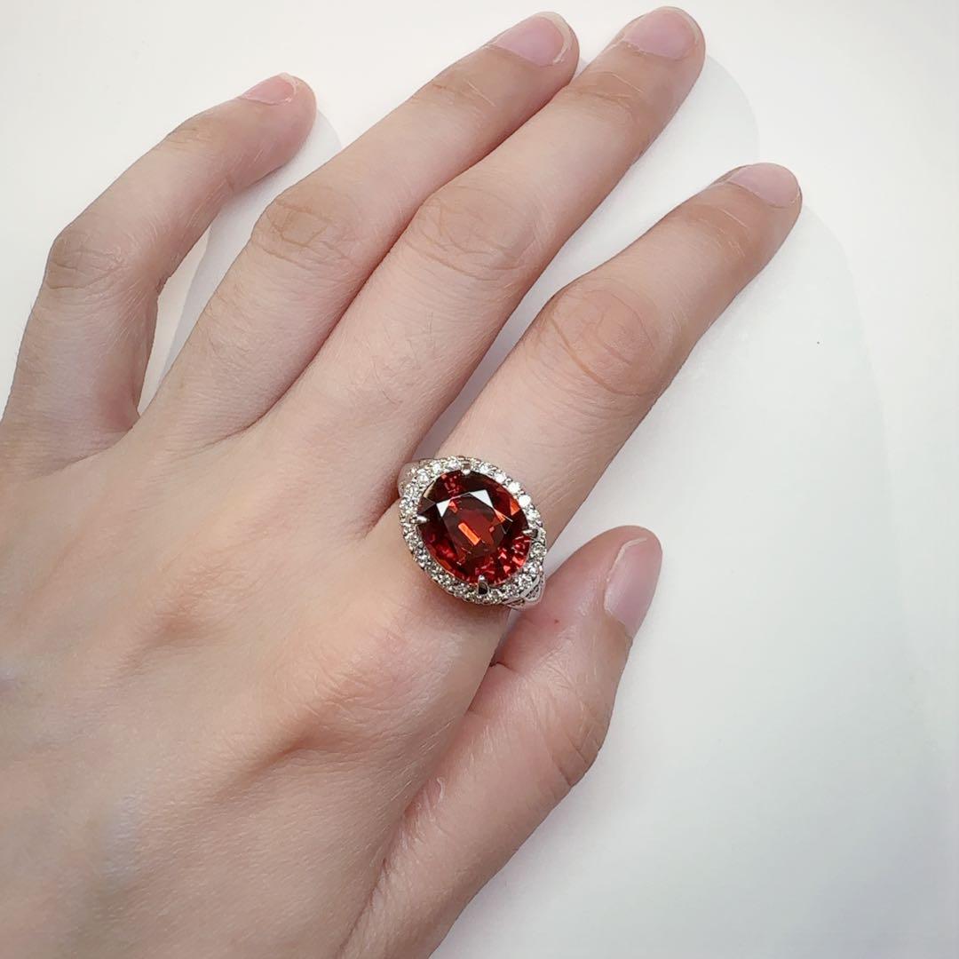 【美品】PT900 スペサルタイトガーネット 7.02ct リング