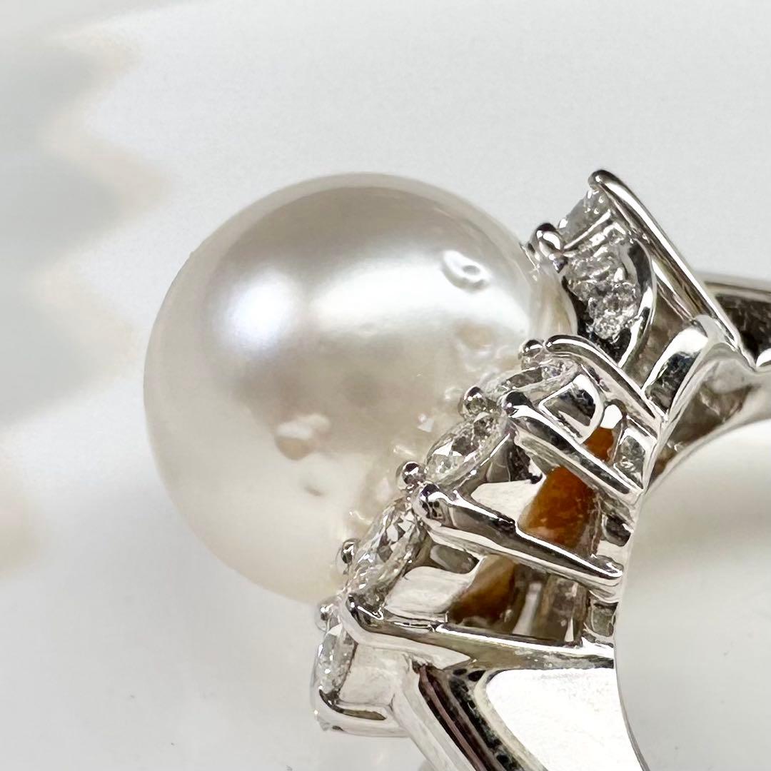 【美品】PT900 パール 10.7mm リング ダイヤモンド