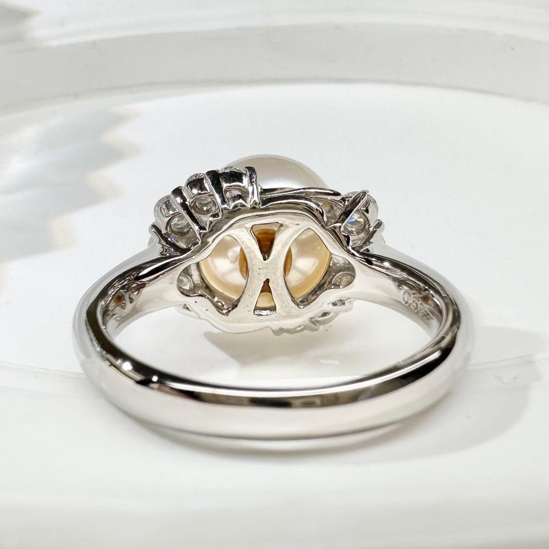 【美品】PT900 パール 10.7mm リング ダイヤモンド