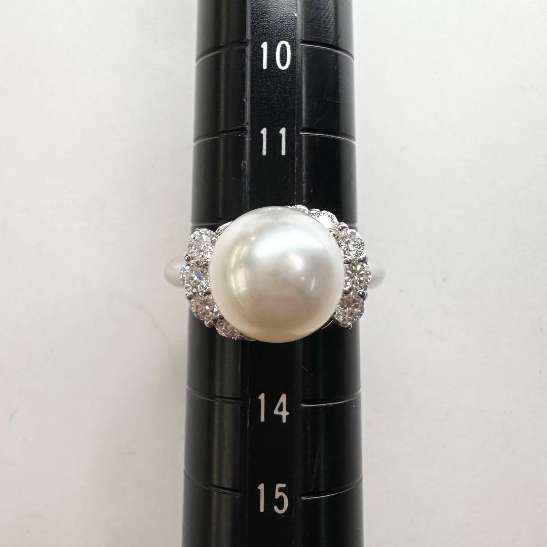 【美品】PT900 パール 10.7mm リング ダイヤモンド