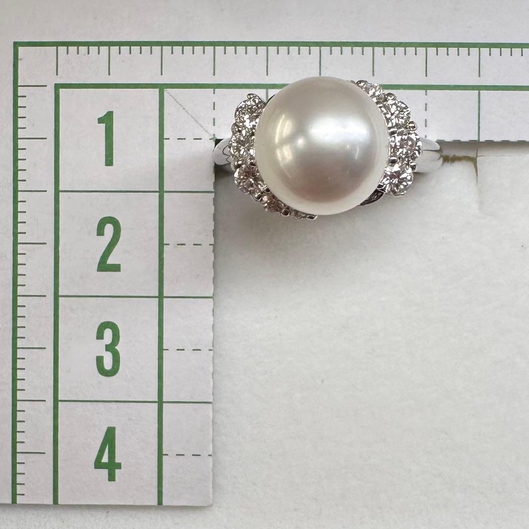 【美品】PT900 パール 10.7mm リング ダイヤモンド