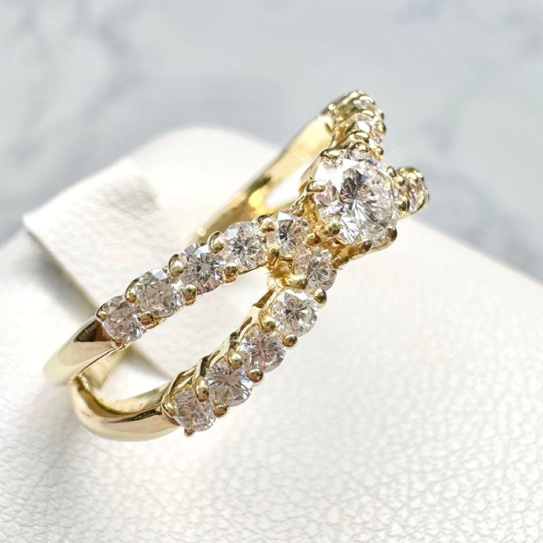 【K18】ダイアモンド0.21/0.51ctリング リング　✨クロス お姫様 ✨