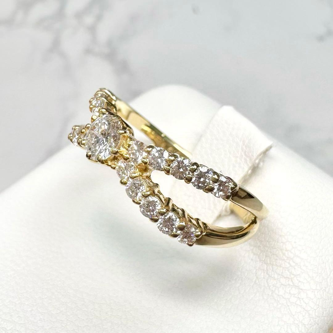 【K18】ダイアモンド0.21/0.51ctリング リング　✨クロス お姫様 ✨