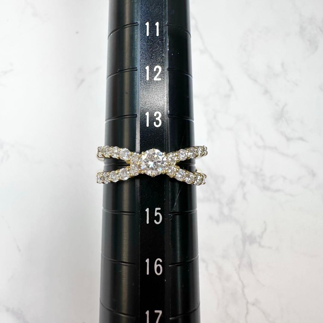 【K18】ダイアモンド0.21/0.51ctリング リング　✨クロス お姫様 ✨