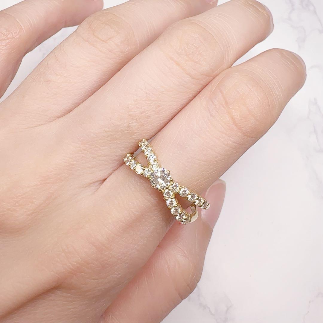 【K18】ダイアモンド0.21/0.51ctリング リング　✨クロス お姫様 ✨