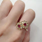 【K18】ルビー 0.59ct ダイヤモンド フラワー リング