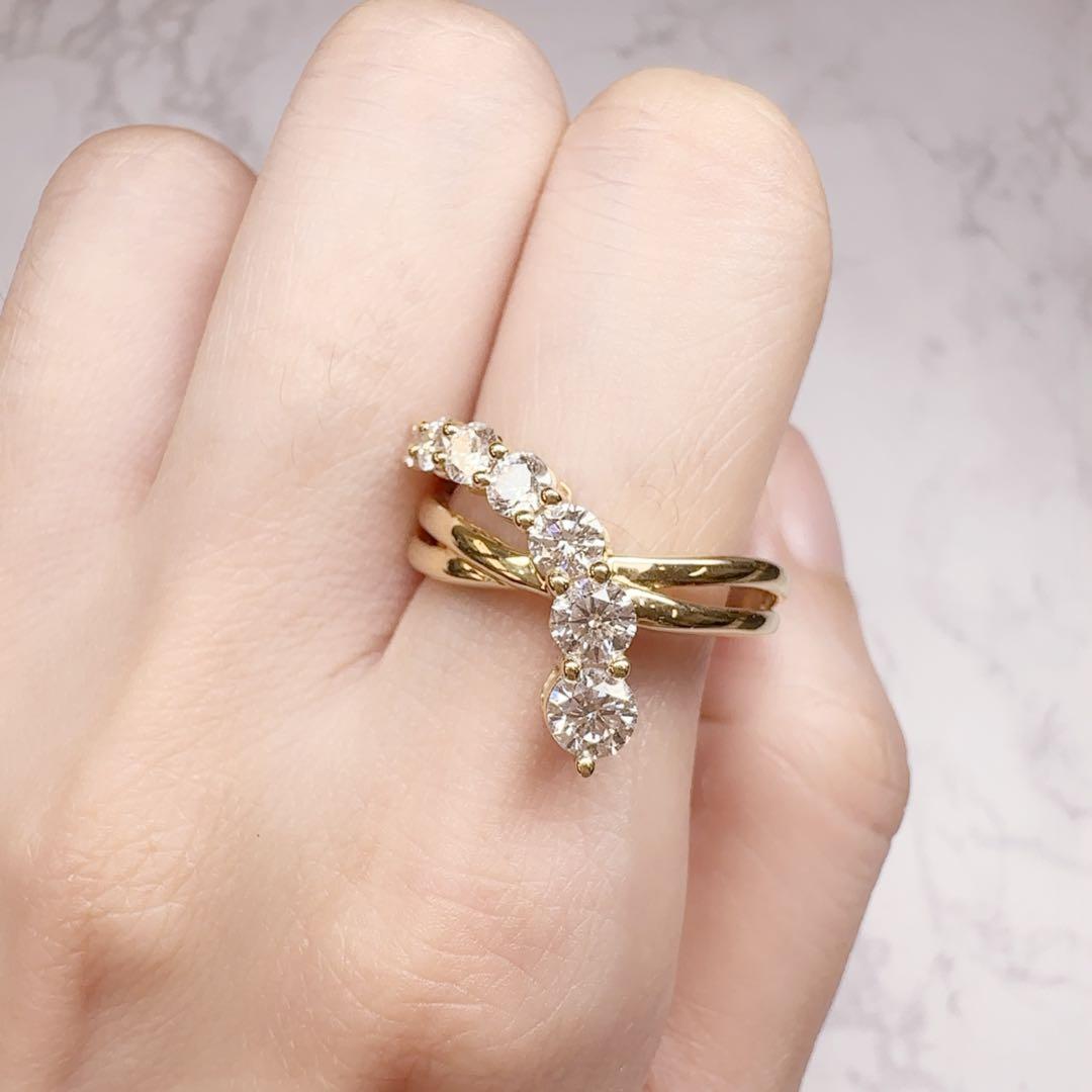 【K18】ダイヤモンド1ct リング　重ね付け