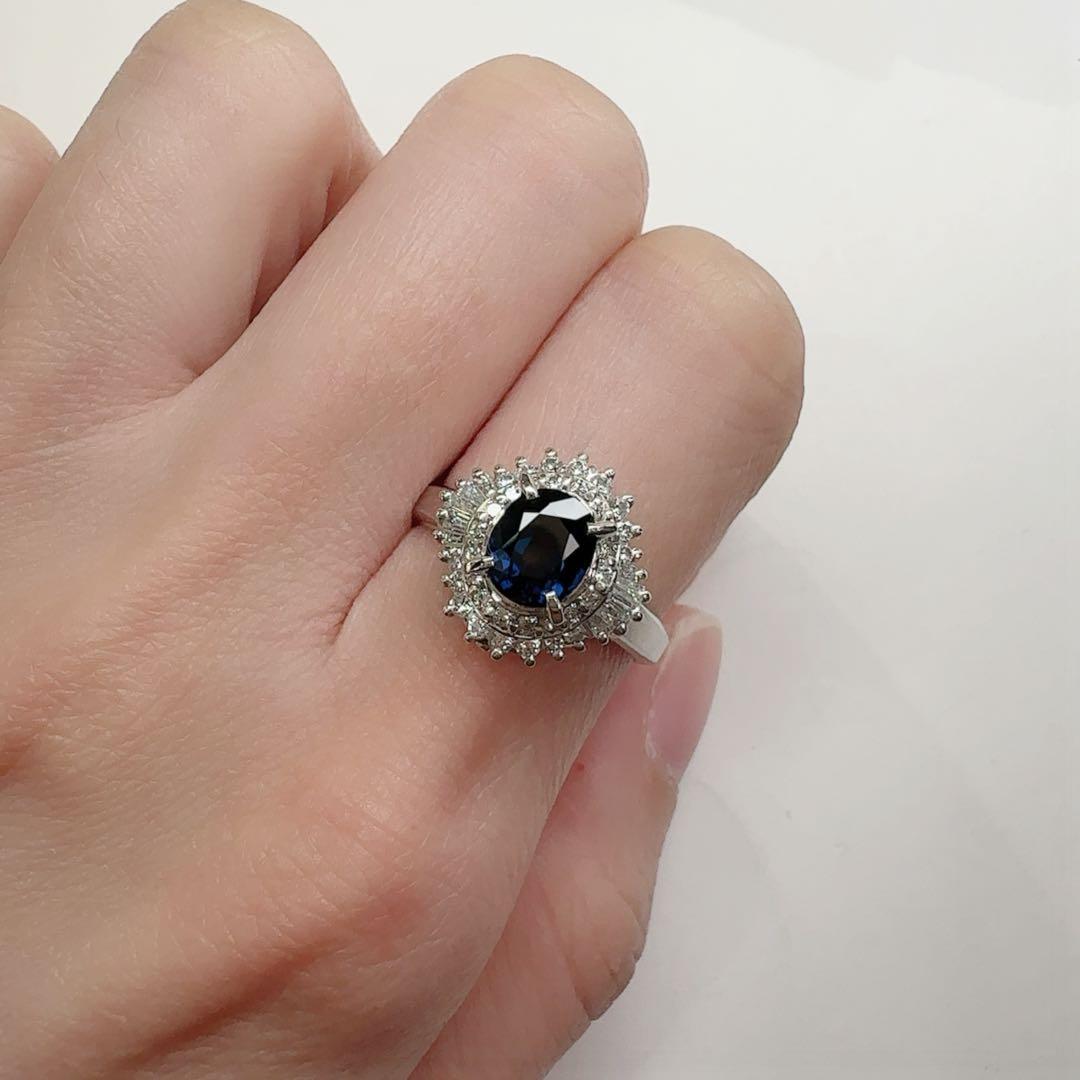 【美品】PT900 サファイア 1.25ct ダイヤモンド リング
