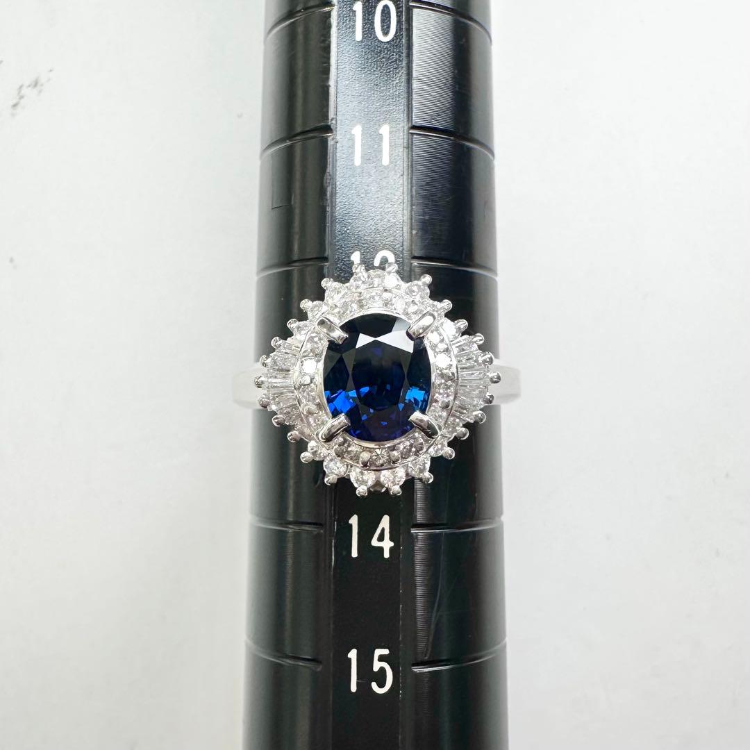 【美品】PT900 サファイア 1.25ct ダイヤモンド リング