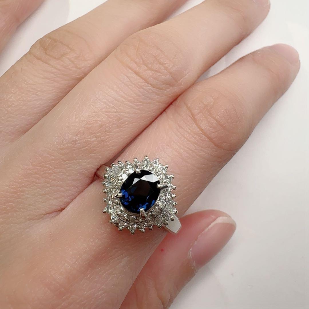 【美品】PT900 サファイア 1.25ct ダイヤモンド リング