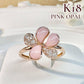 【K18】ピンクオパール ダイヤモンド フラワーデザイン リング