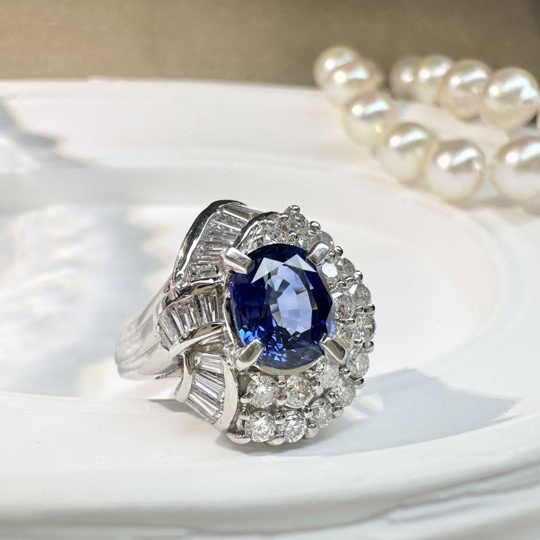 【美品】PT900 サファイア 1.712ct リング ダイヤ デザイン