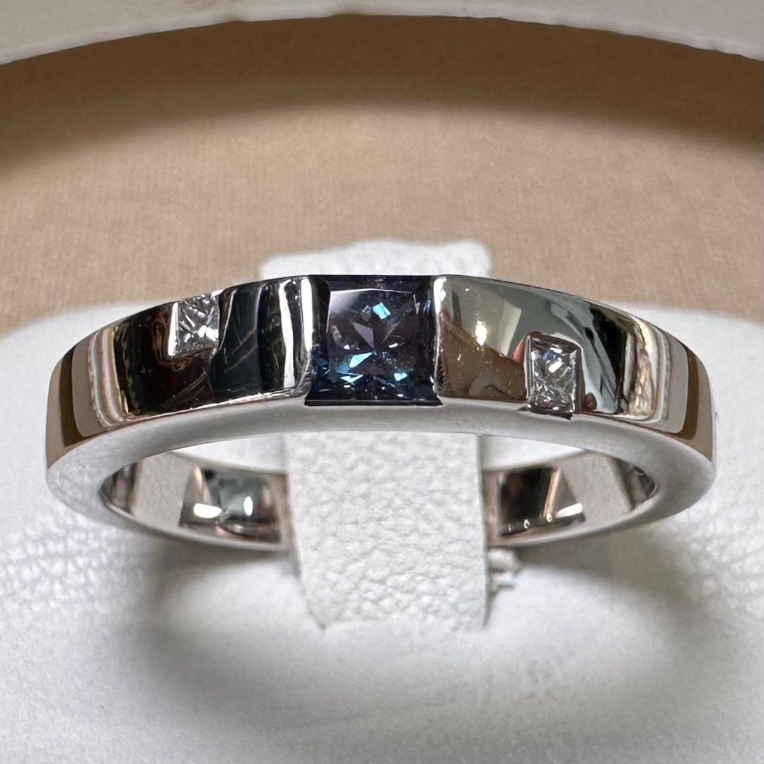 PT900 アレキサンドライト 0.25ct ダイヤ リング 希少石 鑑別書付き