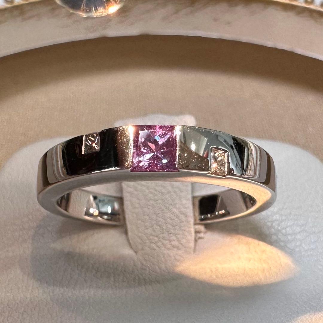 PT900 アレキサンドライト 0.25ct ダイヤ リング 希少石 鑑別書付き