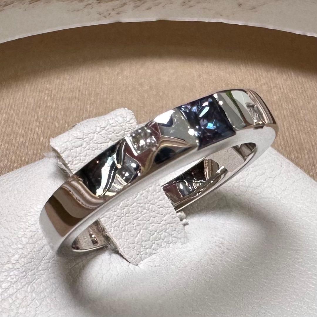 PT900 アレキサンドライト 0.25ct ダイヤ リング 希少石 鑑別書付き