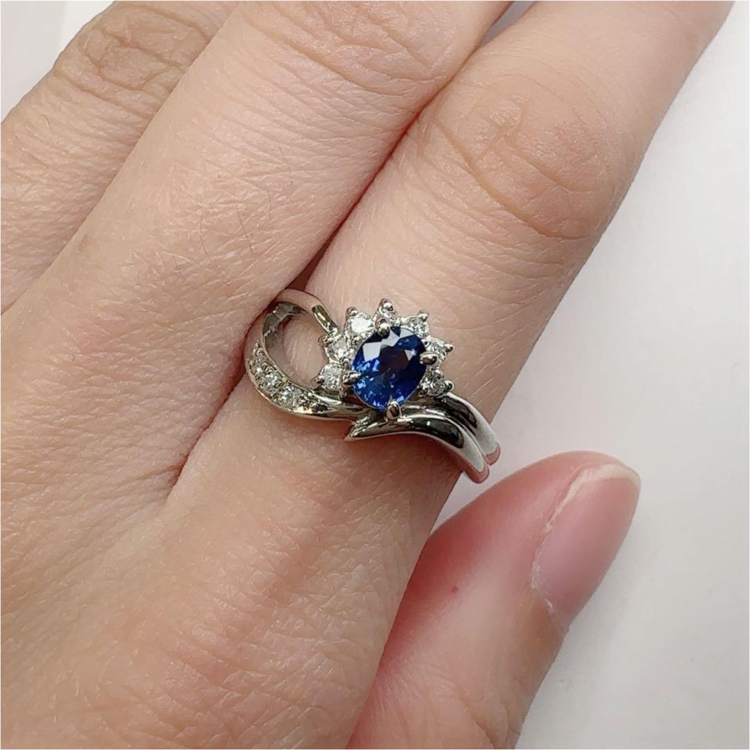 【美品】PT900 サファイア 0.52ct リング