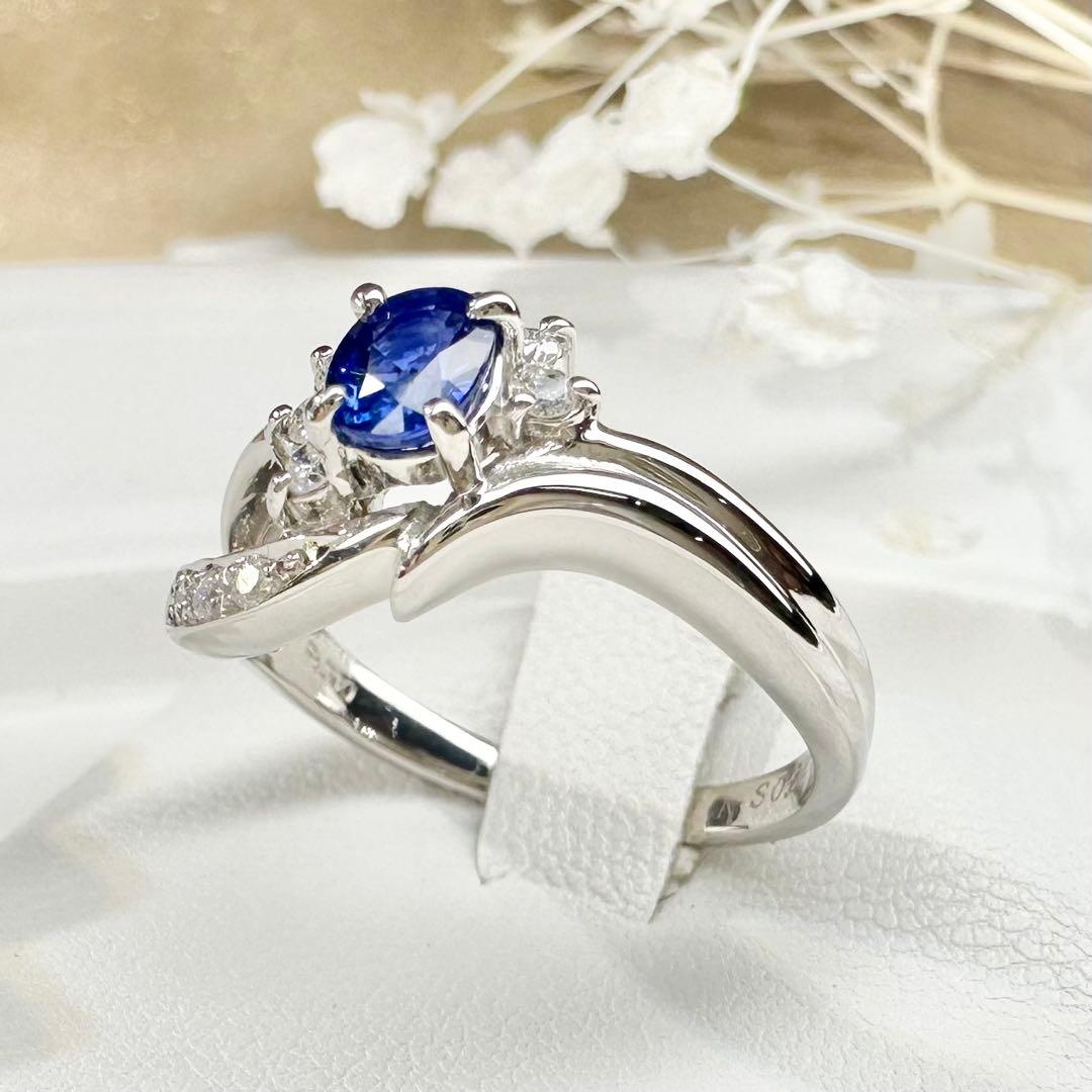 【美品】PT900 サファイア 0.52ct リング