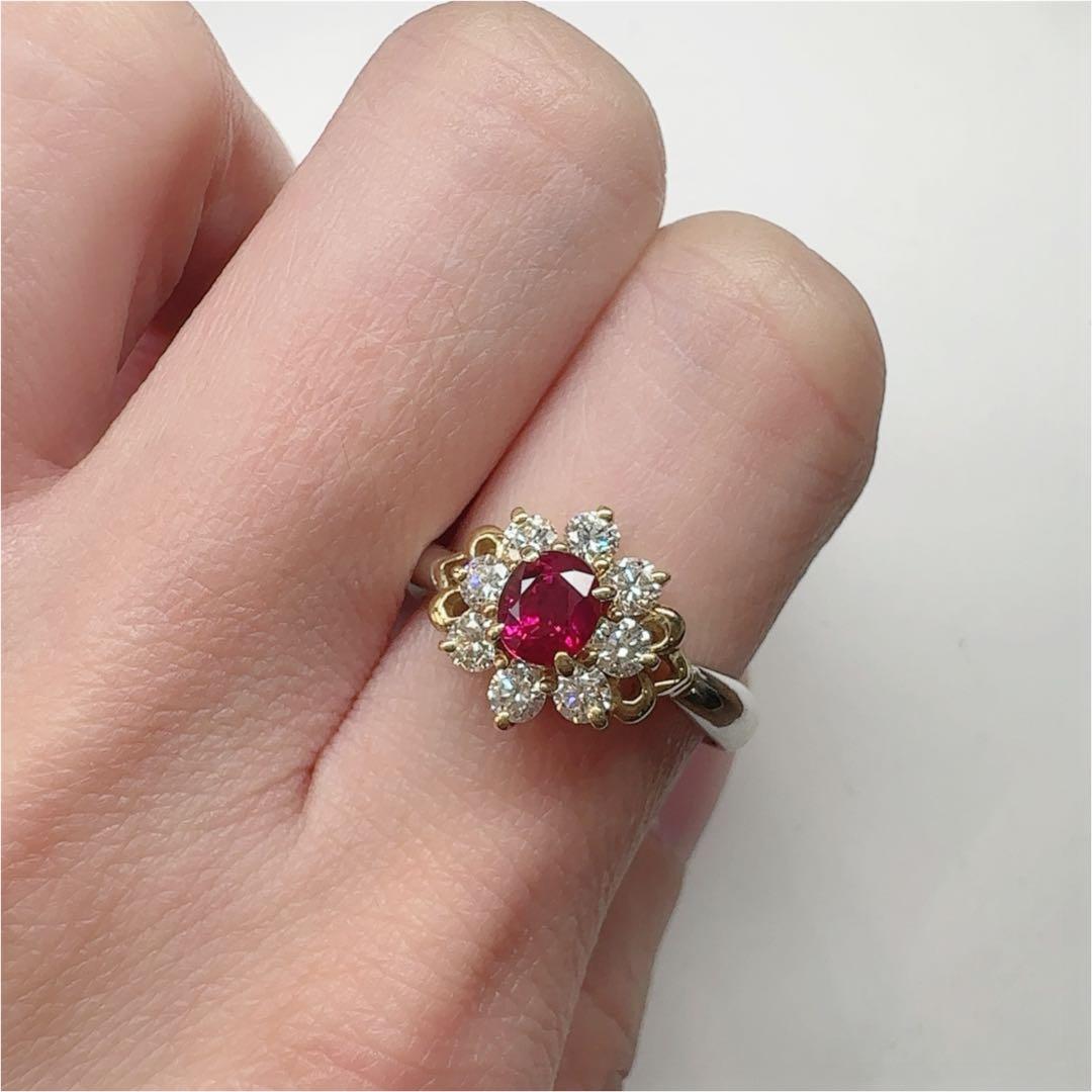【K18】PT900 ルビー 0.625ct リング