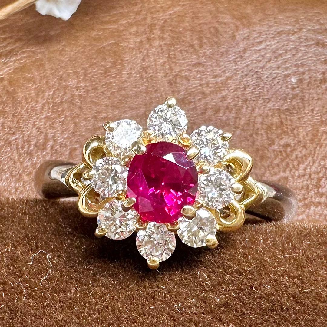 【K18】PT900 ルビー 0.625ct リング