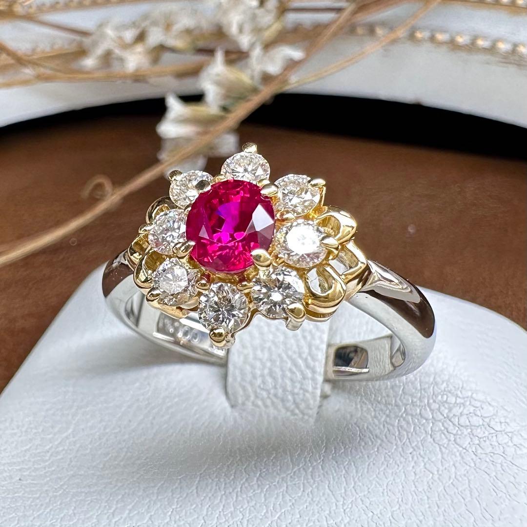 【K18】PT900 ルビー 0.625ct リング