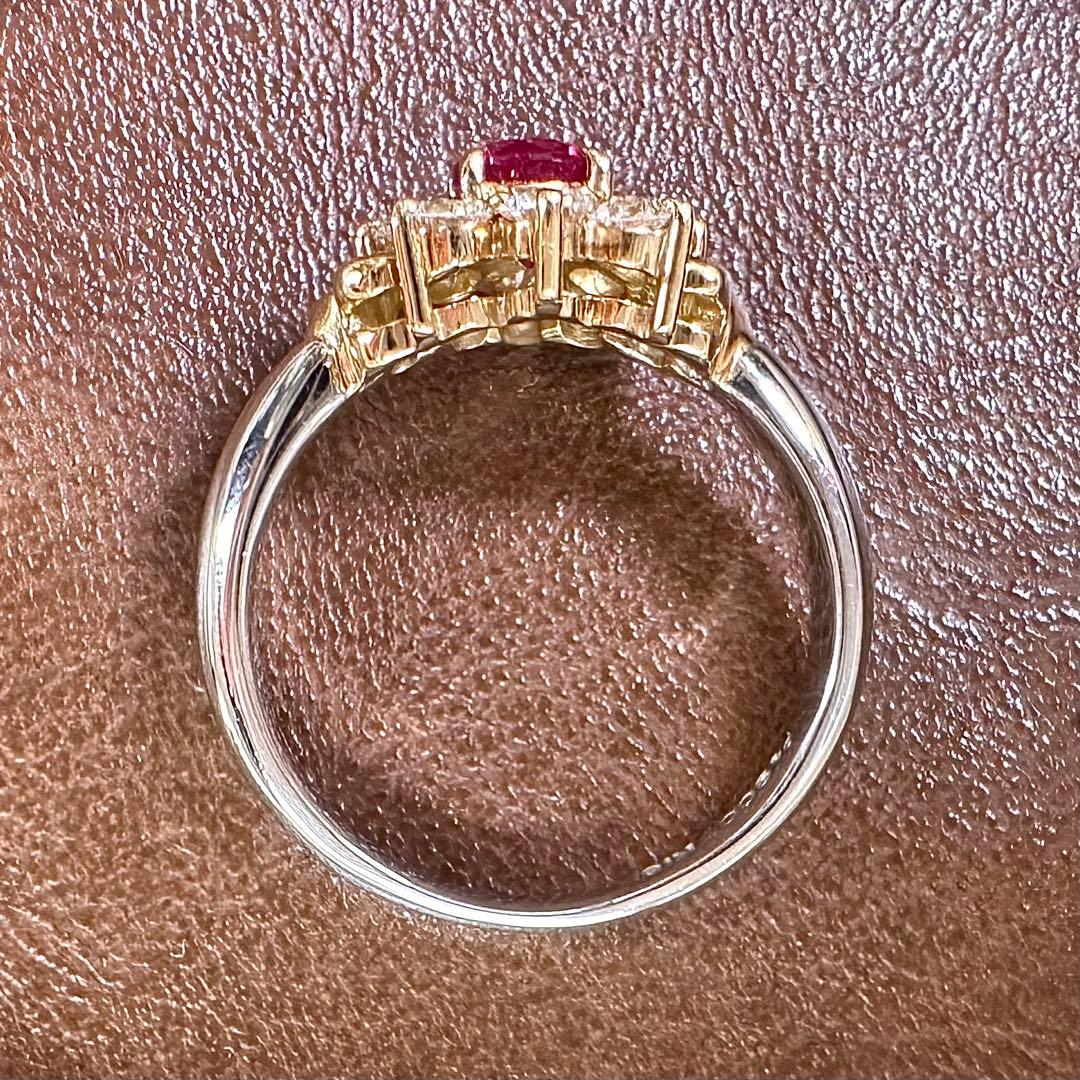 【K18】PT900 ルビー 0.625ct リング