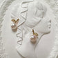 K18 アコヤパール 8.0mm ダイヤモンド ピアス　アップルモチーフ