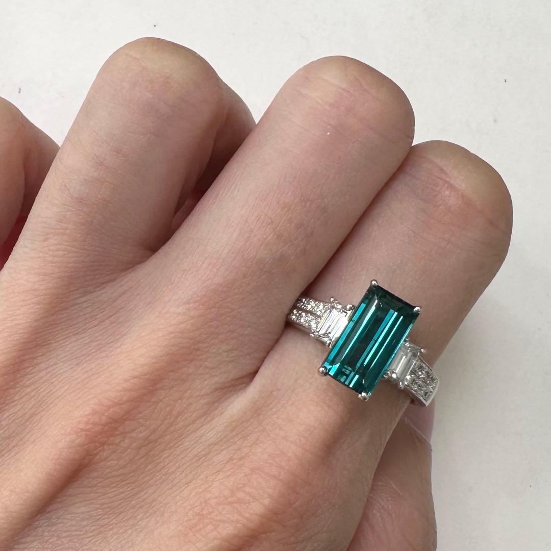 PT900 トルマリン ダイヤモンド リング 2.51ct ヴィンテージ