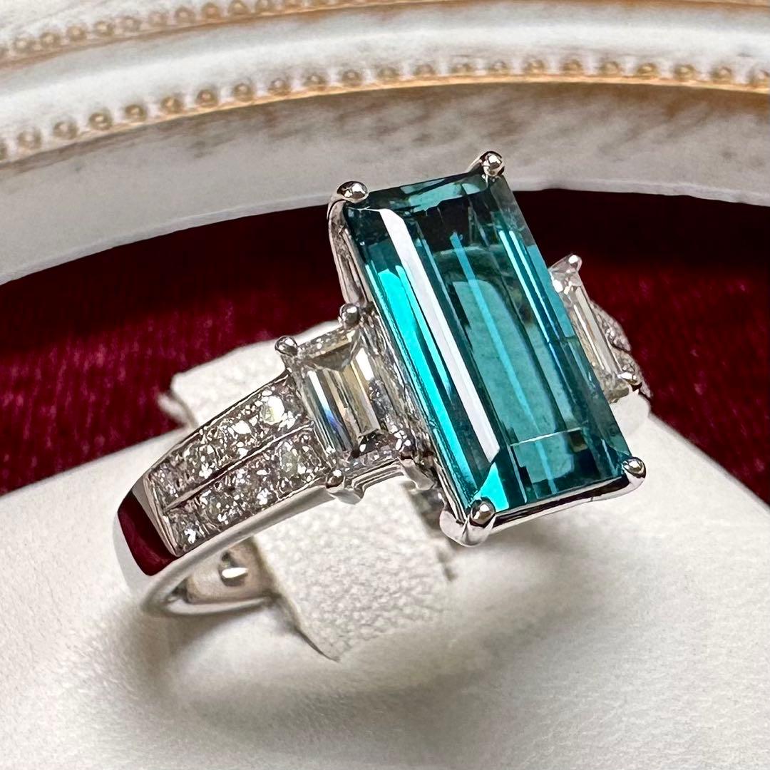PT900 トルマリン ダイヤモンド リング 2.51ct ヴィンテージ