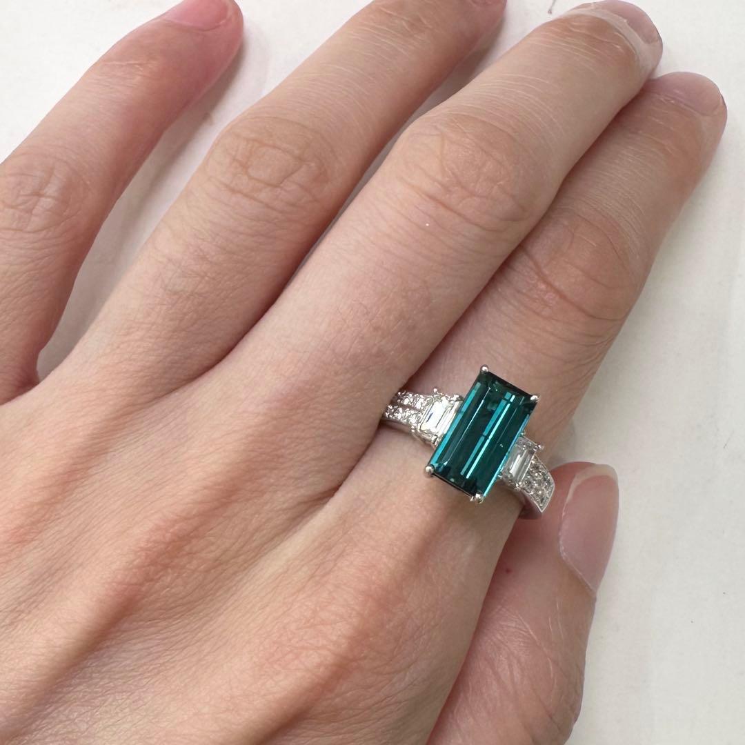 PT900 トルマリン ダイヤモンド リング 2.51ct ヴィンテージ