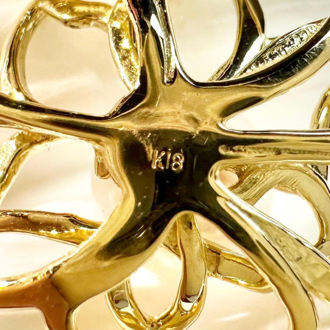 【K18】アコヤ真珠4.5-5.0mm ペンダント 蓮の花デザイン