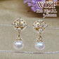 K18 アコヤ真珠3.8mm ダイヤモンド パールピアス レディースWISP