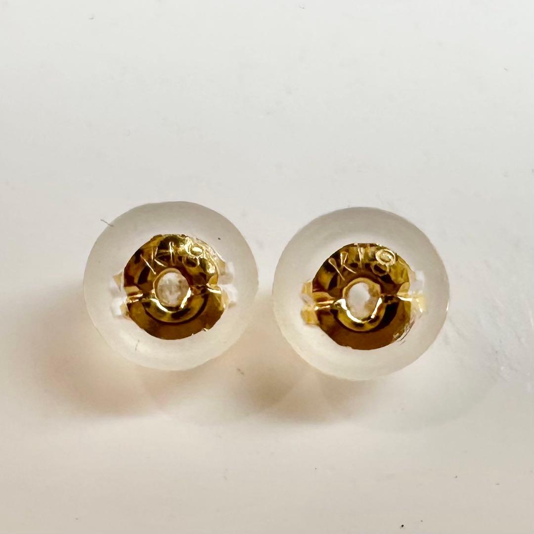 K18 アコヤ真珠3.8mm ダイヤモンド パールピアス レディースWISP