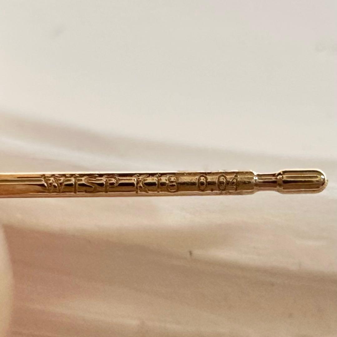 K18 アコヤ真珠3.8mm ダイヤモンド パールピアス レディースWISP