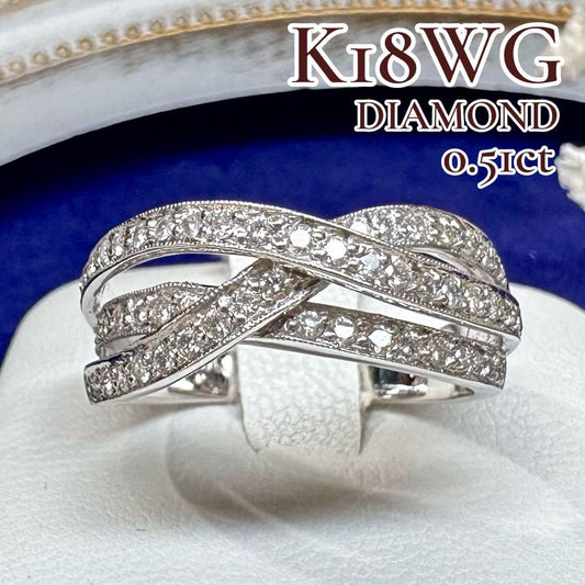 【K18WG】ダイヤモンド 0.51ct リング