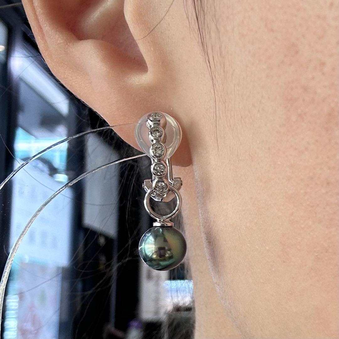 K18 大粒 大渓地真珠 8mm ダイヤモンド イヤリング ピアス