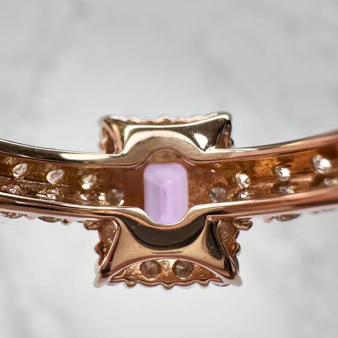 【K18PG】ピンクサファイア0.637ct エメカットダイヤ巻き リング