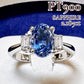 PT900 サファイア2.185ct バゲットダイヤモンド リング