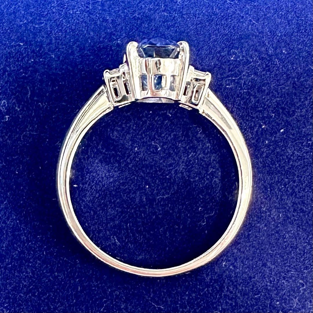 PT900 サファイア2.185ct バゲットダイヤモンド リング