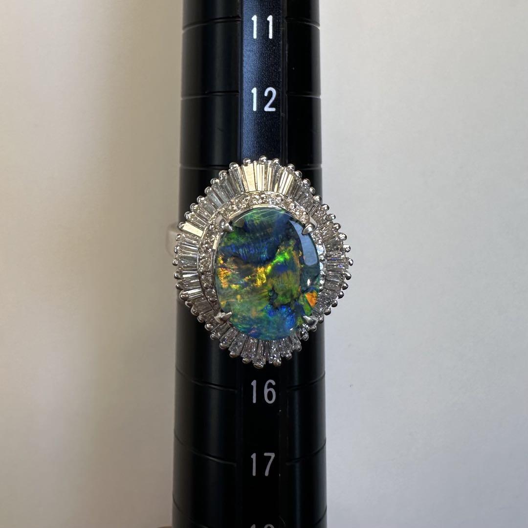 【美品】PT900 ブラックオパール2.37ct リング ダイヤ