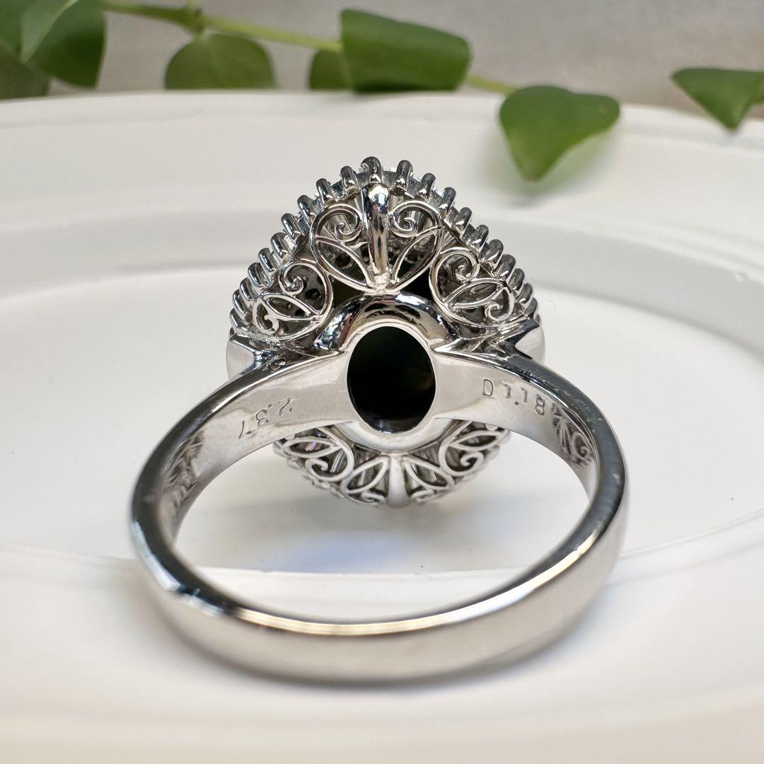 【美品】PT900 ブラックオパール2.37ct リング ダイヤ